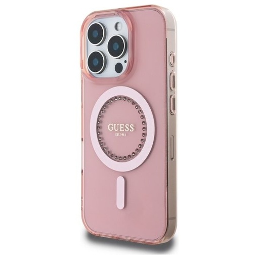 Apple iPhone 16 Pro Max Guess IML Rhinestones Ring MagSafe futrola (Bijela) - GUHMP16XPFTDTEH