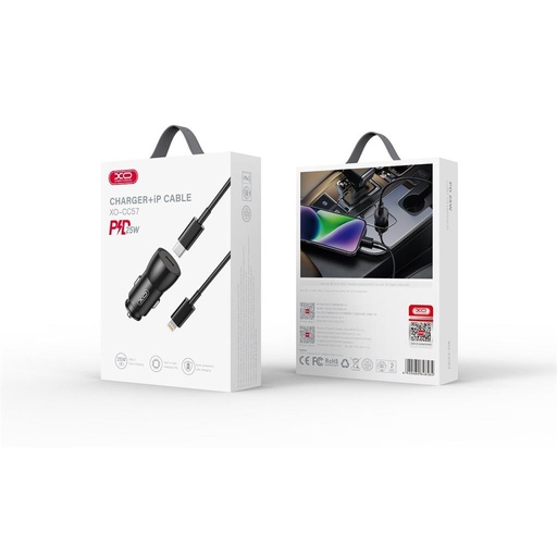 XO CC57 auto brzi punjač (lightning kabel, PD brzo punjenje) 25W (Crna)