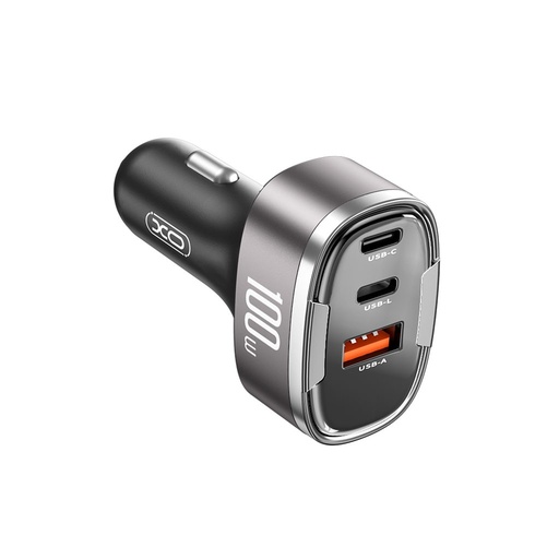 XO CC61 auto brzi punjač 2 PD + QC 3.0 s priključkom 100W (Crna)