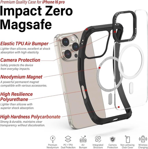 Apple iPhone 16 Pro Max MOLAN CANO HN7 Magsafe izdržljiv zaštitna maskica (Crna)
