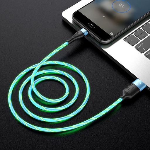 Hoco U85 microUSB kabel, 2,4A, svjetleći, 1m, plava