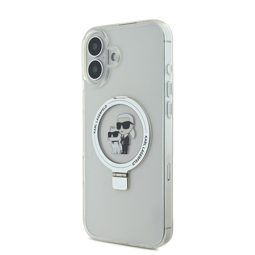Apple iPhone 16 Plus Karl Lagerfeld Ringstand Karl and Choupette MagSafe futrola (Bijela) – KLHMP16MHMRSKCH
