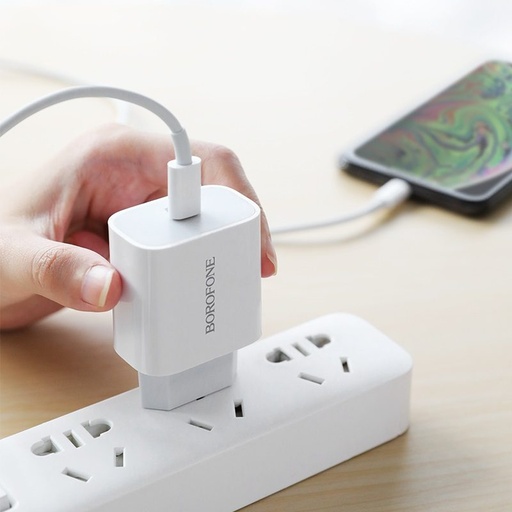 Borofone BA38A PD mrežni brzi punjač (lightning kabel), max. 18W, bijela