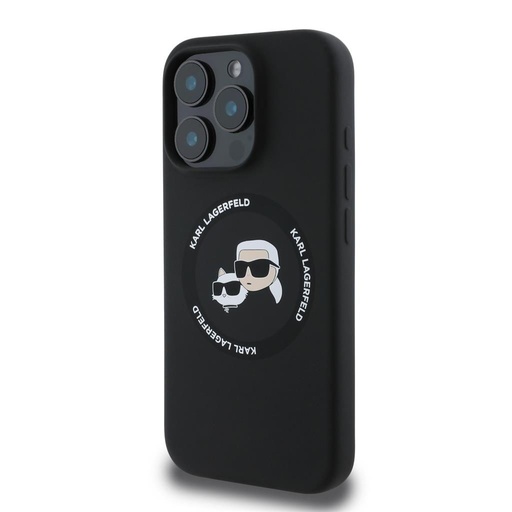 Apple iPhone 16 Pro Max Karl Lagerfeld Liquid Silicone K&CH Heads MagSafe futrola (Crna) – KLHMP16XSKCHTCK