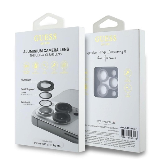 Apple iPhone 16 Pro / Pro Max Guess Metal zaštita leće (Crna) - GUCL163SAGK