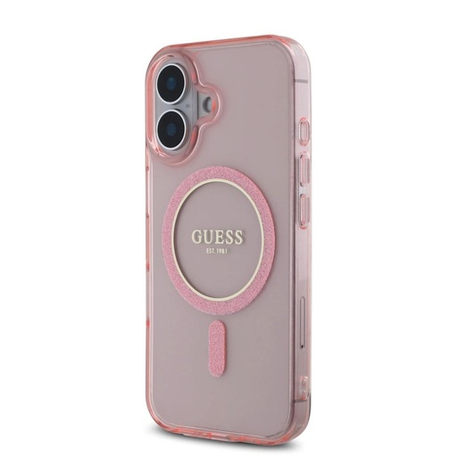 Apple iPhone 16 Guess IML Glitter Ring MagSafe futrola (Ružičasta) - GUHMP16SHFGEREP