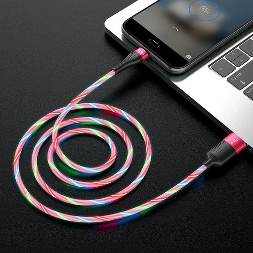 Hoco U85 microUSB kabel, 2,4A, svjetleći, 1m, crvena
