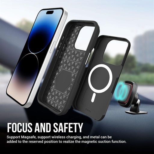 Apple iPhone 15 Pro TOKO Triangle MagSafe zaštitna maskica (Crna)