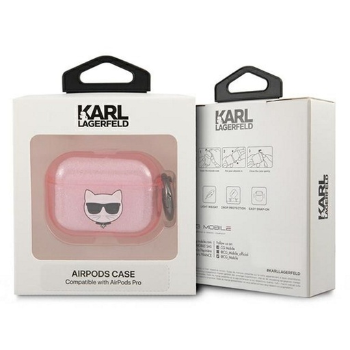 Apple AirPods Pro Karl Lagerfeld sa šljokicama futrola Choupette (Ružičasta) – KLAPUCHGP
