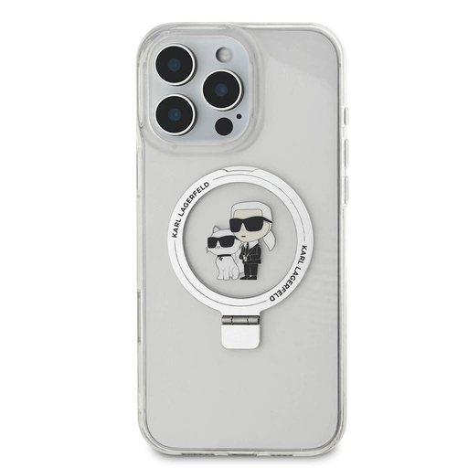 Apple iPhone 16 Pro Karl Lagerfeld Ringstand Karl and Choupette MagSafe futrola (Bijela) - KLHMP16LHMRSKCH