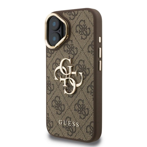 Apple iPhone 16 Guess PU 4G Metal Logo Stand Camera Frame futrola (Smeđa) - GUHCP16SPCS4GP4W