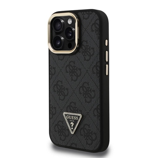 Apple iPhone 16 Pro Guess PU 4G Strass Triangle Logo Stand Camera Frame MagSafe futrola (Crna) - GUHMP16LPCS4GPTK