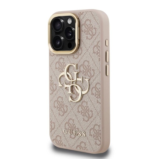 Apple iPhone 15 Pro Max Guess PU 4G Metal Logo Stand Camera Frame futrola (Ružičasta) - GUHCP15XPCS4GP4P
