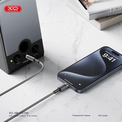 XO NB-R279A audio kabel Lightning - 3,5 mm Brushed Proziran (Crna)