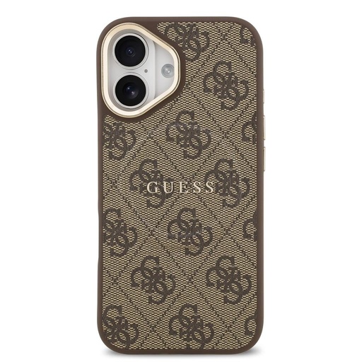 Guess PU Leather 4G Zlatna Frame MagSafe futrola iPhone 17 (Smeđa)