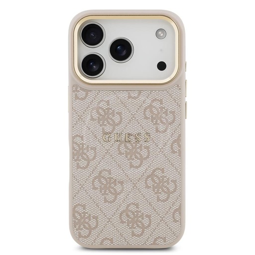 Guess PU Leather 4G Zlatna Frame MagSafe futrola iPhone 17 Pro (Ružičasta)