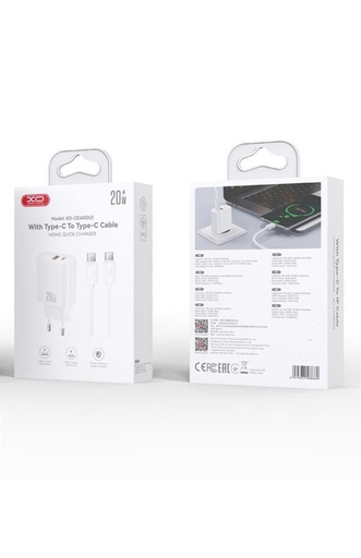 XO CE40(EU) mrežni brzi punjač + Type-C kabel (Bijela) - 20W, 1xUSB-A + 1xUSB-C, NB299 set