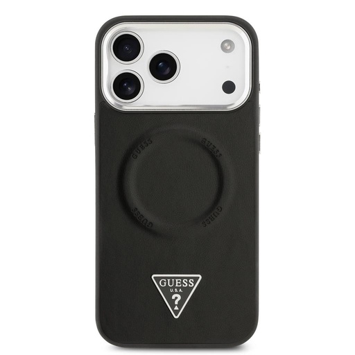 Guess PU Leather Triangle Logo MagSafe iPhone 17 Pro Max (Crna)