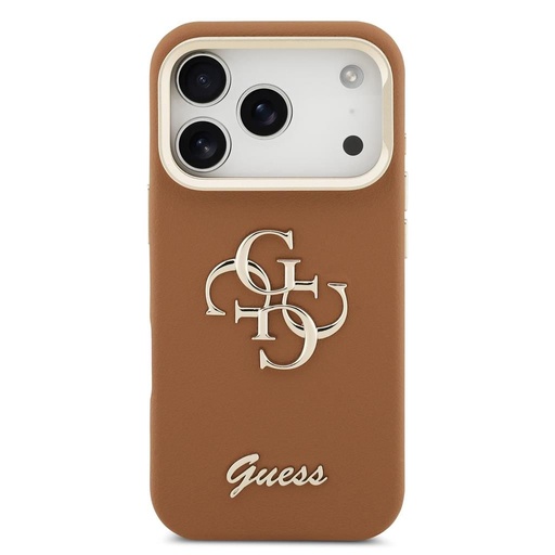 Guess PU Grained 4G Logo Stand Camera Frame iPhone 17 Pro (Smeđa)
