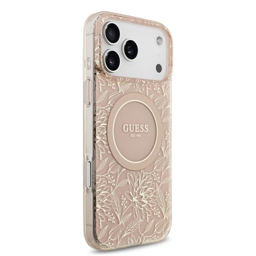 Guess IML Flowers Allover Strap MagSafe iPhone 17 Pro Max (Ružičasta)