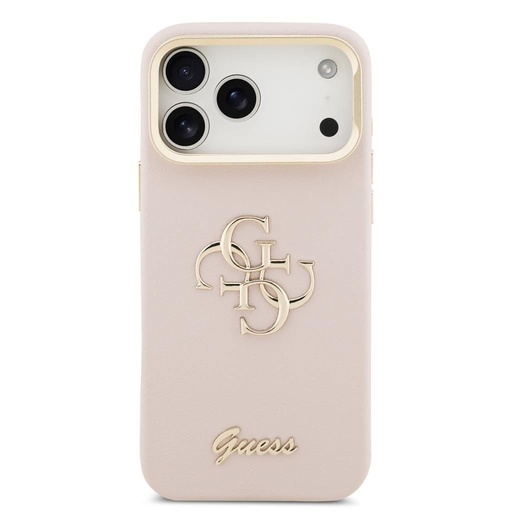 Guess PU Grained 4G Logo Stand Camera Frame iPhone 17 Pro Max (Ružičasta)