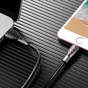 Hoco U52 1.2M cink legura PVC lightning kabel, crna