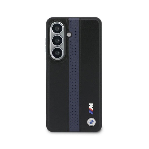 BMW M PU Leather Perforated Stripes and Metal Logo Magnetic Samsung Galaxy S26 (Plava)