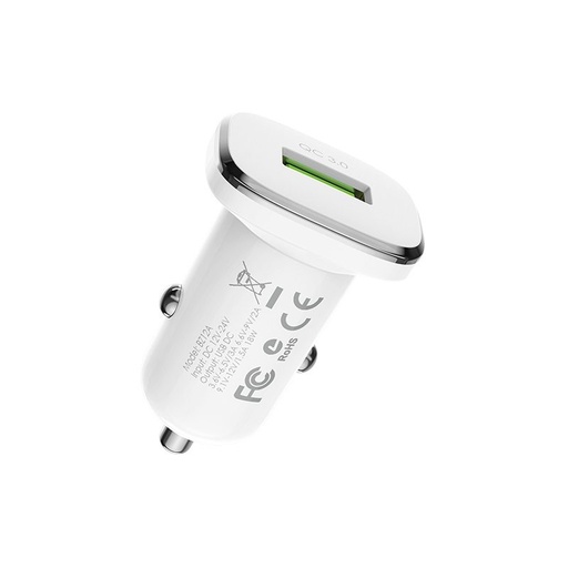 Borofone BZ12A auto brzi punjač, QC 3.0,18W, bijela