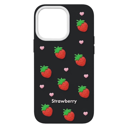 Apple iPhone 13 / iPhone 14 / iPhone 15 Strawberry zaštitna maskica (Crna)