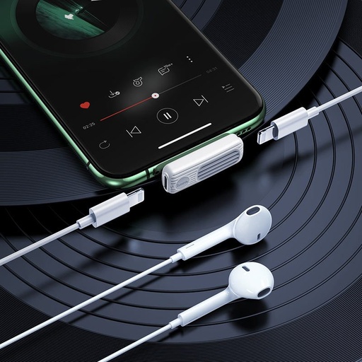 Hoco LS29 lightning razdjelnik (lightning audio+lightning punjač port), 2A, bijela