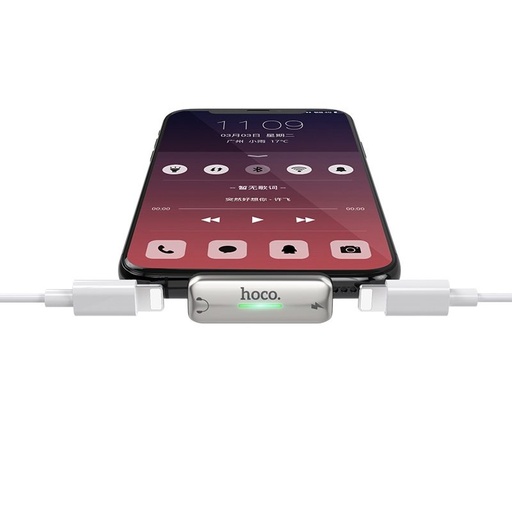 Hoco LS27 lightning razdjelnik (lightning audio+lightning punjač port), 2A, srebrna