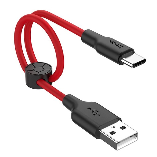 Hoco X21 Plus type-C kabel, fluorescentan, 0.25M, 2.4A, silikonski, crna - crvena