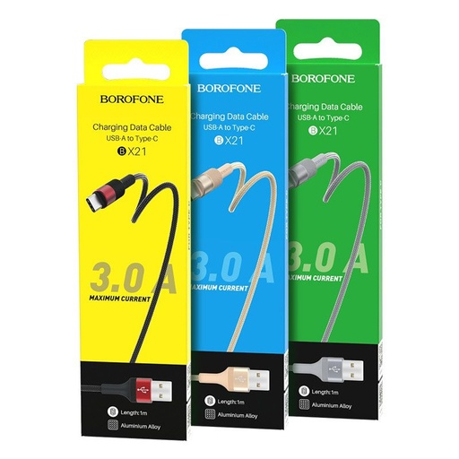 Borofone BX21 type-C kabel, 2.4A, metal priključak, tkanina, 1M, zlatna