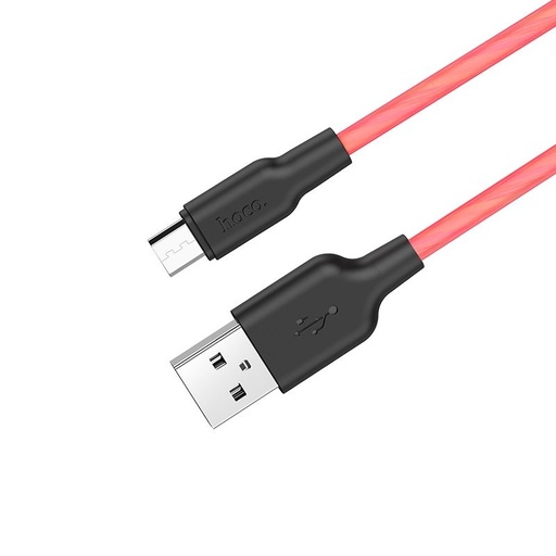 Hoco X21 Plus microUSB kabel, fluorescentan, 1M, 2.4A, silikonski, crvena