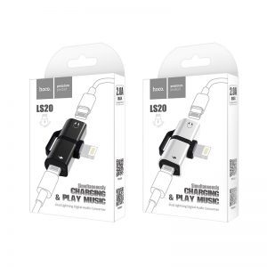 Hoco LS20 2in1 lightning razdjelnik (lightning audio+lightning punjač port), crna