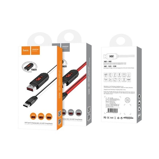 Hoco U29 LED sa zaslonom & s mjeračem vremena lightning kabel (LED zaslon, mjerač vremena), bijela