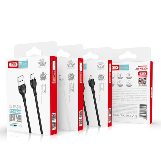XO NB200 USB-A - Lightning podatkovni i kabel za punjenje (Bijela) - 2m, 2.1A