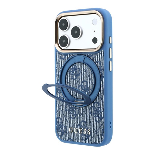 Apple iPhone 18 Pro Guess 4G Ring Stand MagSafe zaštitna futrola (Plava) (GUHMP18L6PS4RSCLB)