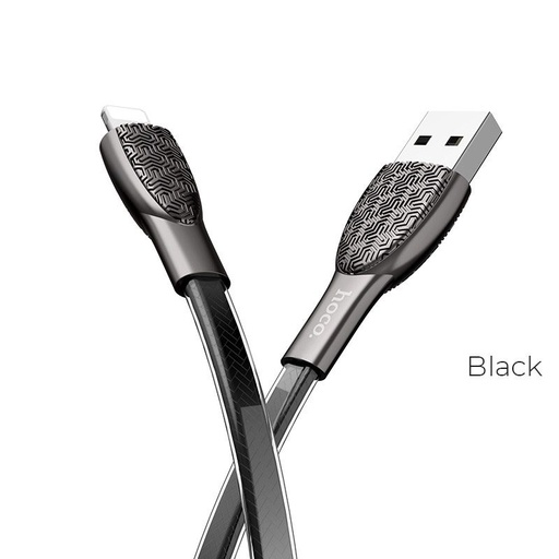 Hoco U52 1.2M cink legura PVC lightning kabel, crna
