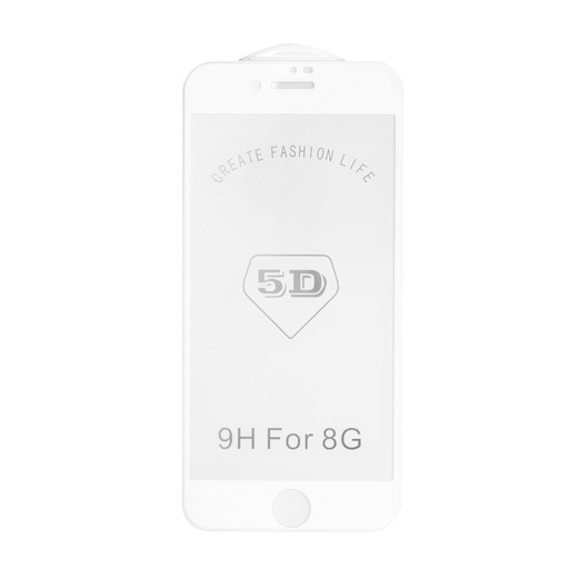 Apple iPhone 6/7/8 savijen zaštitno staklo, proziran (bijela okvir)