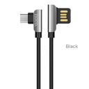 Hoco U42 acél TPE microUSB kábel (L alakú), fekete