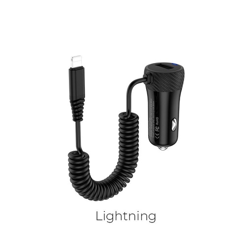 Hoco Z21A Ascender single-port car charger with cable lightning Crna