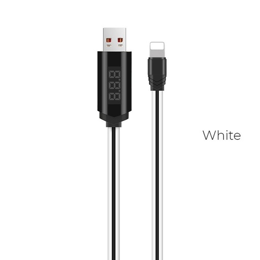 Hoco U29 LED sa zaslonom & s mjeračem vremena lightning kabel (LED zaslon, mjerač vremena), bijela