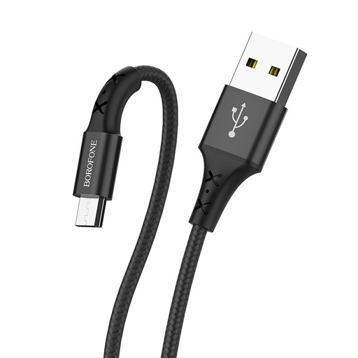 Borofone BX20 microUSB kabel, tkanina, 2A, 1m, crna