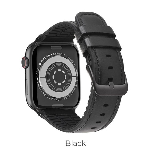 Hoco Apple Watch Series1/2/3/4/5(38/40mm) WB18 Fenix kožni remen, Crna