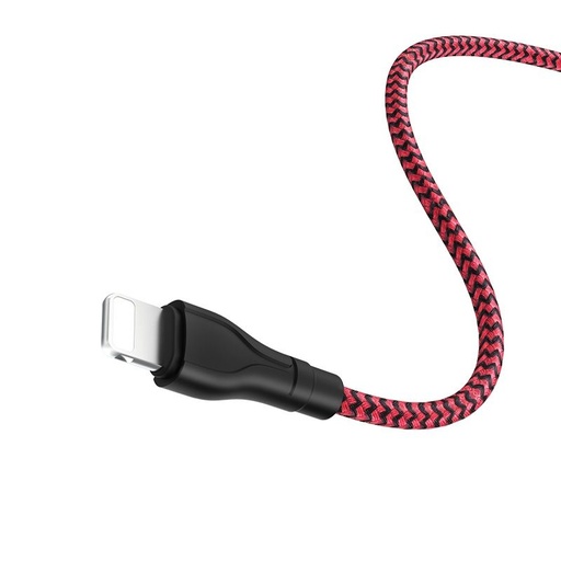 Borofone BX39 lightning kabel, tkanina, 3A, 1m, crna/ crvena