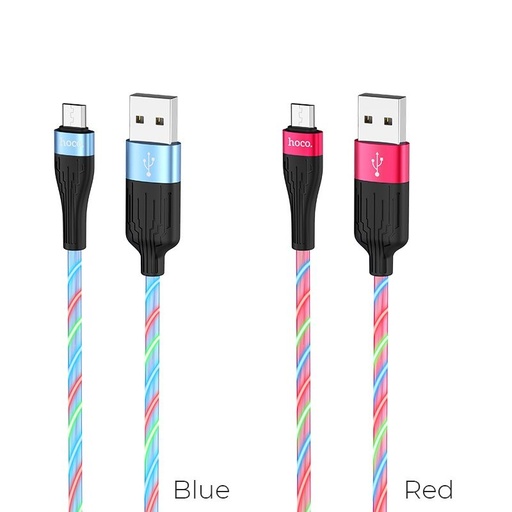 Hoco U85 microUSB kabel, 2,4A, svjetleći, 1m, crvena