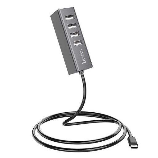 Hoco HB1 HUB, USB-C - 4 USB, metalik siva