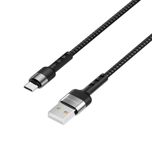 Borofone BX34 microUSB kabel (tekstilna obloga), tkanina, 2,4A, 1m, crna