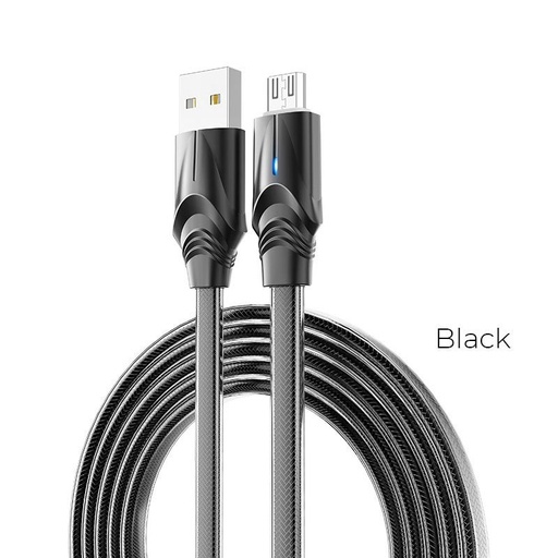 Borofone BU12 microUSB kabel, cink legura, LED indikator stanja, 2,4A, 1,2m, crna